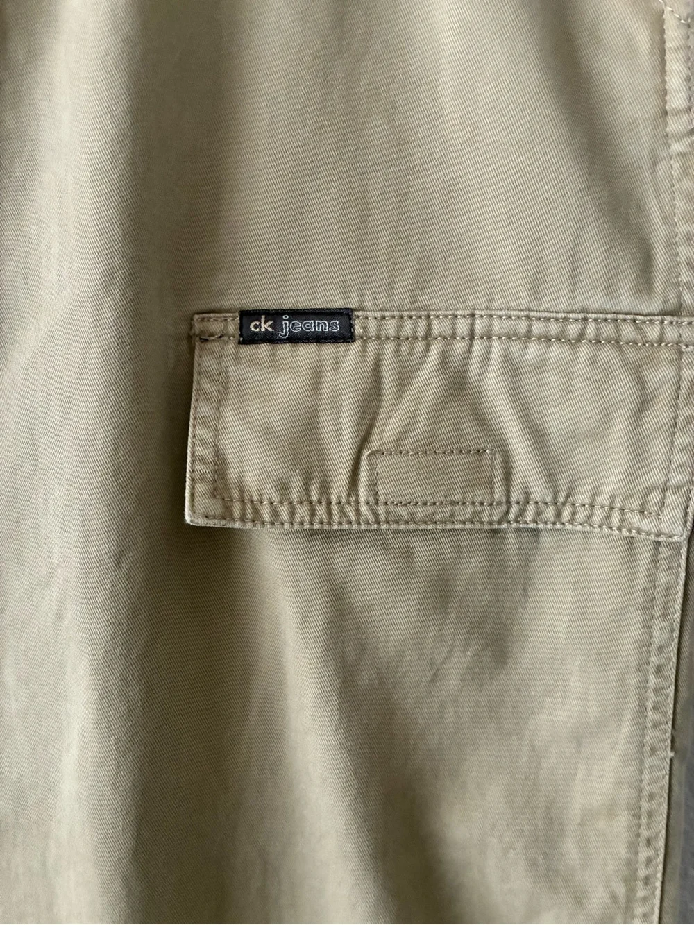 VTG 90s CK JEANS 13 Calvin Klein Khaki Utility Cargo Skirt 💯 Cotton EUC
